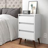 Criado Mesa De Cabeceira Retrô Com Gaveta Wood Branco