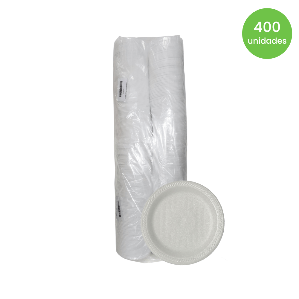 Prato De Isopor Raso 15cm Para Sobremesa Ultratherm Com 400 Unidades Ultra Descartáveis