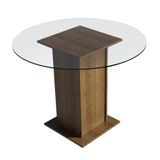 Mesa De Jantar Redonda Madesa 5324 Com Tampo De Vidro - Rustic