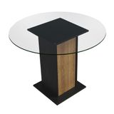 Mesa De Jantar Redonda Madesa 5324 Com Tampo De Vidro - Preto/rustic