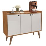 Aparador Buffet Retrô 3 Portas Wood - Nature / Off White - Rpm Móveis