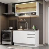 Cozinha Compacta Madesa Glamy 120002 com armário e balcão (sem tampo e pia) - Branco