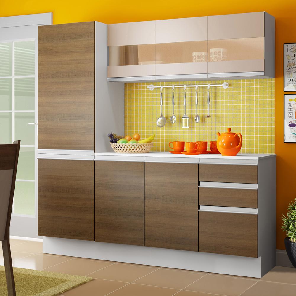 Cozinha Compacta 100% MDF Madesa Smart 170 cm Modulada Com Armário, Balcão e Tampo