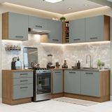 Cozinha Completa de Canto Madesa Agata 399002 com Armário e Balcão (sem Tampo e Pia) - Rustic/Cinza