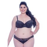 Conjunto Lingerie Plus Size Em Fio Duplo Com Renda