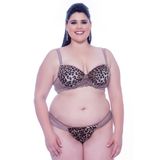 Conjunto Lingerie Plus Size Com Estampa Oncinha