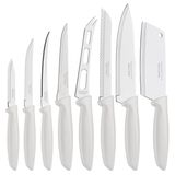 Jogo 8 Facas Tramontina Chef Profissional Plenus Branco
