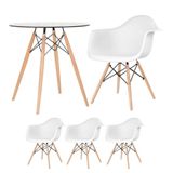 Mesa Redonda Tampo De Vidro 70 Cm + 3 Cadeiras Branco