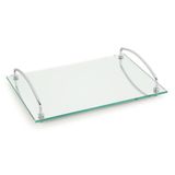 Bandeja vidro aço Andrea 35 X 25 Cm Espelhada