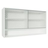 Armário Aéreo Madesa Glamy 2 Portas de Correr de Vidro Quadrato e 1 Nicho - Branco