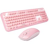 Sades V2020 Teclado Sem Fio E Mouse Combo, Teclado Sem Fio Rosa Com Keycaps Redondas, Conexão Sem Abandono De 2,4 Ghz, Longa Duração Da Bateria, Moue