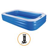 Piscina Inflável Retangular Azul 1.260 Litros 262 Cm Pvc Com Bomba Vg+