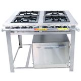 Fogão Industrial Venâncio 4 Bocas Duplas A Gás Baixa Pressão Inox Com Forno Maxi Mi4d4f