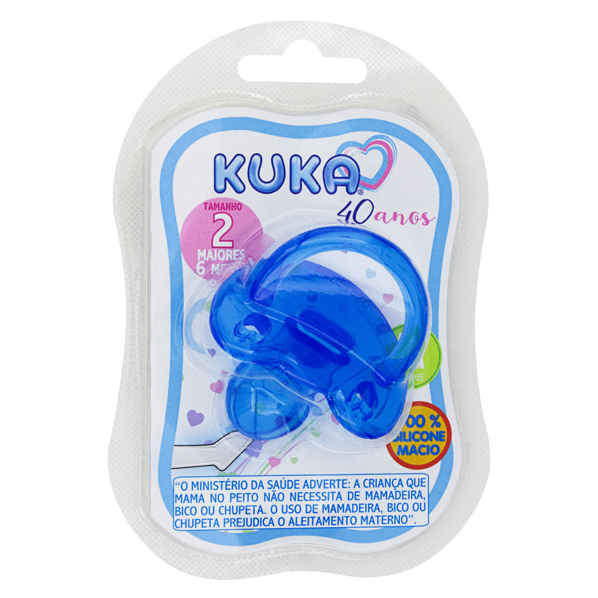 Chupeta de Silicone Ortodôntica Tamanho 2 Cor Azul Soft Kuka