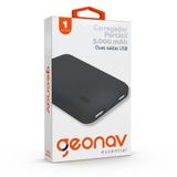 Carregador Portátil Geonav 5000MAH 2 Portas USB Essential ES5KWT Preto