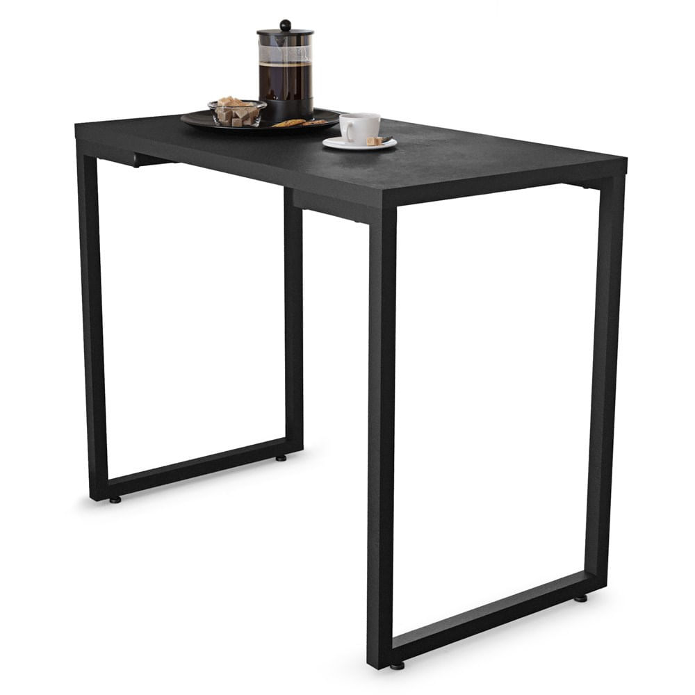 Mesa De Cozinha Multiuso Lanche Rápido Estilo Industrial 90x50cm Bp Prattica F02 Preto - Mpozenato