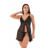 Camisola Imi Lingerie Lua De Mel Noiva Aberta Fenda Tule Renda Calcinha Fio Dental Louise