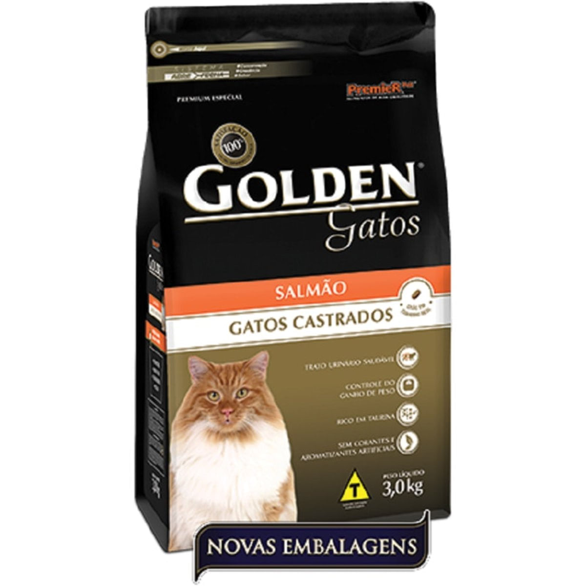 Ração Golden Gato adulto Castrado - Salmão - 10,1kg