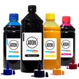 Kit 4 Tintas Sublimatica Para Epson Bulk Ink Aton Black 1 Litro Cyan Magenta Yellow 500ml