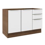 Balcão Gabinete De Pia Madesa Lux 120 Cm 2 Portas 3 Gavetas (sem Tampo) - Rustic/branco Veludo