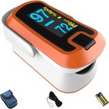 Mibest Laranja Dual Color Oled Finger Pulse Oxímetro - Monitor De Saturação De Oxigênio No Sangue Com Tela Oled Colorida E Baterias Incluídas - Monit