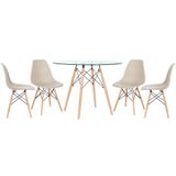 Mesa Redonda Eames 100cm + 4 Cadeiras Nude