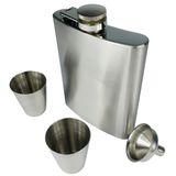 Cantil Porta Bebida Kit 4 Peças Inox Whisky Uisque Vodka