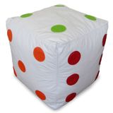Puff Infantil Dado II Corino Branco e Colorido