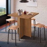 Conjunto de Mesa de Cozinha com 4 Lugares Verona Corino Madeira e Preto