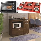 Kit Balcão Ypê Com Forno 48 Litros 110v e Fogão 5 Bocas Vermelho