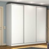Guarda Roupa Closet 273cm 3 Portas 100% Mdf Branco Lilies Móveis