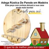 Adega Rústica De Parede Em Madeira Com Porta Taças De Vinho