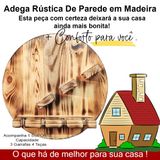 Adega Rústica De Parede Em Madeira Com Porta Taças De Vinho