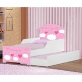 Mini Cama Infantil Com Auxiliar Pop Nuvens Rosa