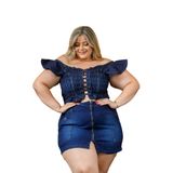 Conjunto Plus Size Elegance Dolce Sedutti D40 Tamanho:52,cor:azul,gênero:feminino