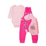 Moletom Feminino Infantil Conjunto Jardineira + Body Manga Longa