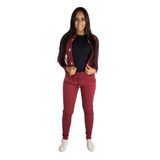 Conjunto Ribana feminino Calça E Casaco Vinho