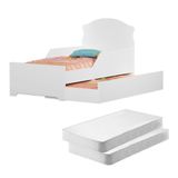 Mini Cama Infantil Com Auxiliar Branco Deluxe Com Colchões