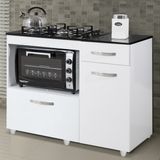 Balcão para Cooktop 4 Bocas 2 Portas 1 Gaveta Violeta Kaiki Móveis Branco