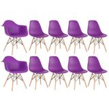 Conjunto 2 X Cadeiras Eames Daw Com Braços + 8 Cadeiras Eiffel Dsw - Roxo