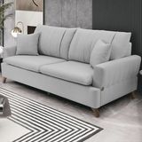 Sofa 3 Lugares 200 Cm Eron Linho Cinza Vazzano