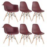 Conjunto 2 x cadeiras Eames DAW com braços + 4 cadeiras Eiffel DSW - Marrom