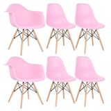 Conjunto 2 x cadeiras Eames DAW com braços + 4 cadeiras Eiffel DSW - Rosa