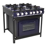 Fogão Industrial Venâncio Br4bf 4 Bocas Com Forno Gás Glp Azul