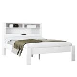 Cama Casal Invicta Com Baú Branco - Pr Móveis