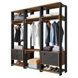 Guarda Roupa Modulado Closet Completo Titan Preto Velluto/freijó- Pr Móveis