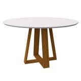 Mesa De Jantar Redonda Vitória 135x135 Ipê/off White - Pr Móveis