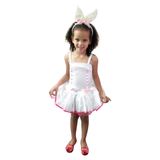 Fantasia Vestido Coelha Páscoa Infantil Menina Coelhinha Branca Carnaval Zumbi Terror