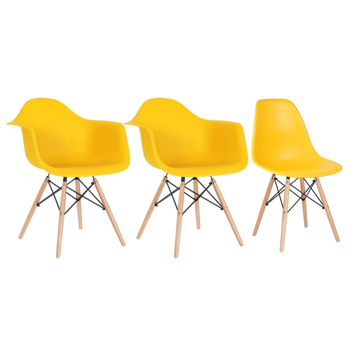 MV24644861_Conjunto-2-x-cadeiras-Eames-DAW-com-bracos---1-cadeira-Eiffel-DSW---Amarelo_1_Zoom