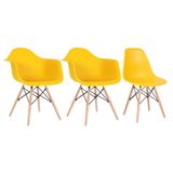 Conjunto 2 x cadeiras Eames DAW com braços + 1 cadeira Eiffel DSW - Amarelo